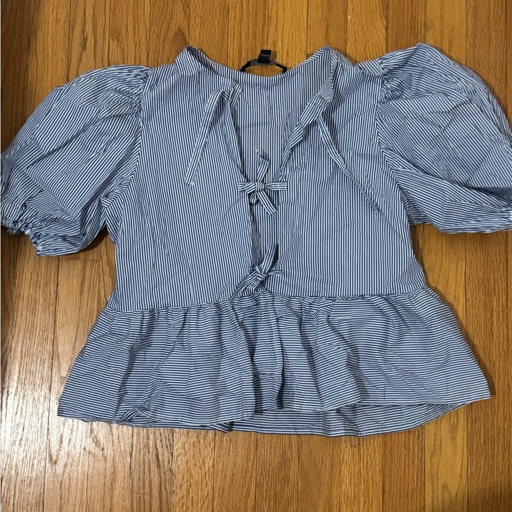 Marc New York - Women’s Peplum Blouse Tie Bow